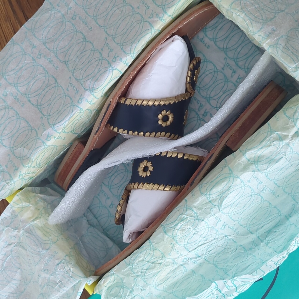 Jack Rogers Nantucket Gold Sandal in Midnight and Gold Navy Gold size 9 - Picture 14 of 14